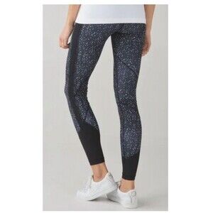 Lululemon Drop It Like It's Hot Leggings Black White Butterfly Texture Spotted